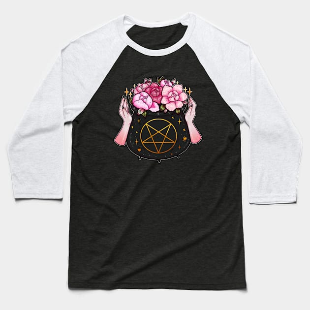 Floral Cauldron Baseball T-Shirt by chiaraLBart